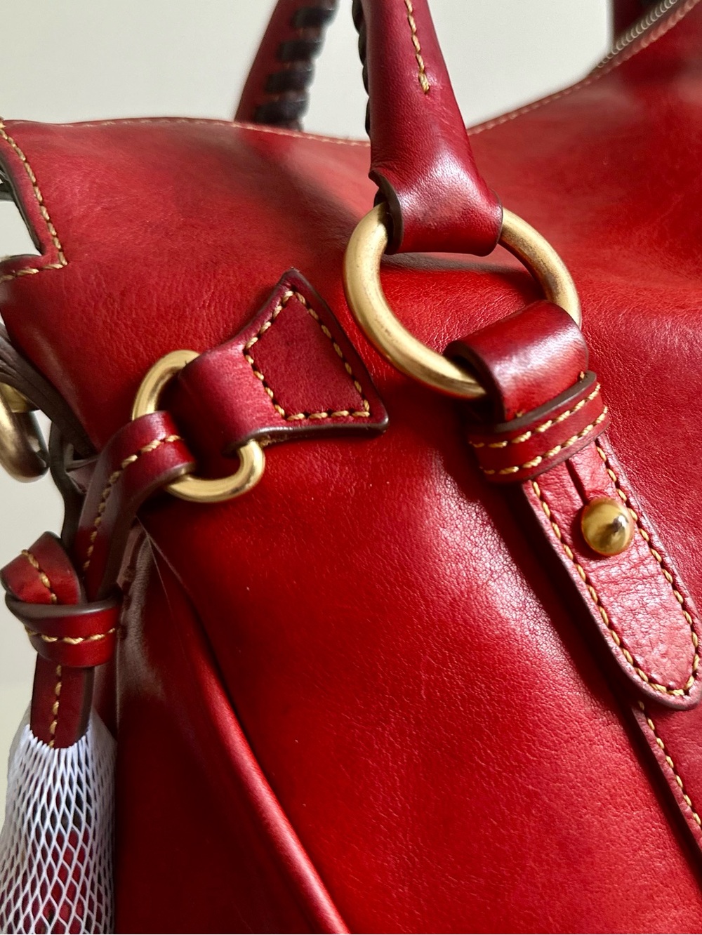 Dooney & Bourke Vintage Red Florentine Satchel EUC - Picture 3 of 15